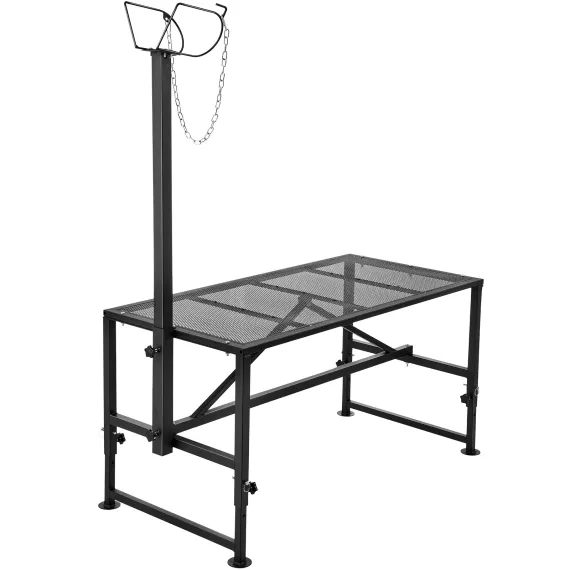 Goat & Sheep Stand, 51x23 inch Livestock Stand, Metal Livestock Milking and Shearing Stand 21" to 33" Adjustable Height, with Headpiece and Nose Loop, 500lbs Loading Weight, Black image: 9