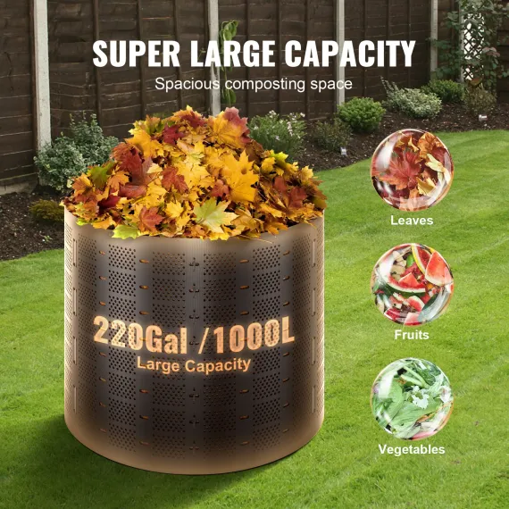 1000L Outdoor Expandable Compost Bin, Large Capacity Composter