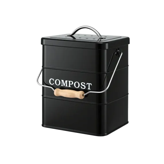 Gardeon 5L Compost Bin Kitchen Countertop Food Waste Caddy Black