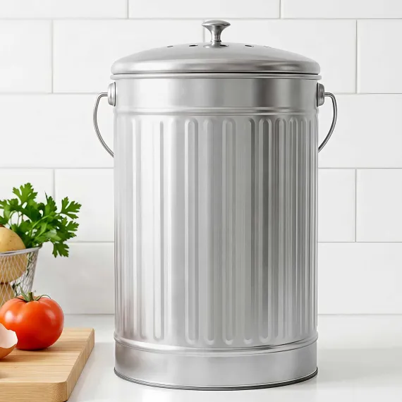Gardeon 6L Compost Bin Kitchen Countertop Food Waste Caddy Silver