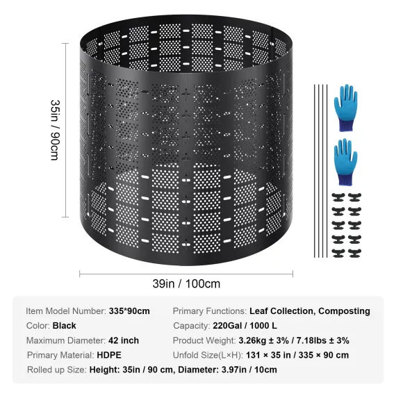 1000L Outdoor Expandable Compost Bin, Large Capacity Composter