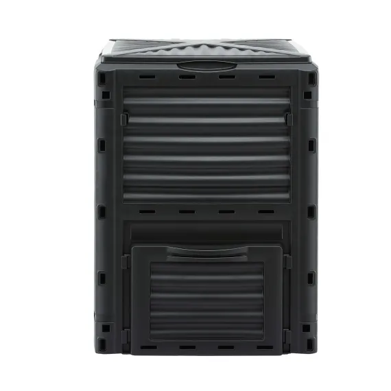 Gardeon 300L Heavy-Duty Black Outdoor Compost Bin with Top Lid & Bottom Door