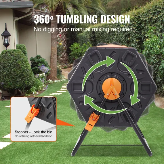 18.5 Gal Compost Bin Composter Tumbler Rotating Outdoor Sliding Door