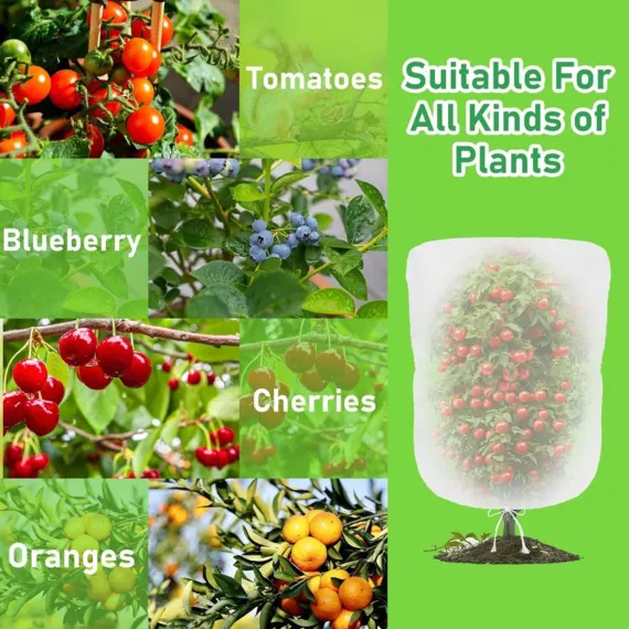 Garden Mesh Netting Plant Cover with Drawstring, 19.7 x 29.5in, 63 x 90.6in, 2 Pack