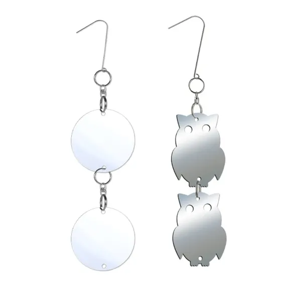 8 PCS Reflector Mirror Bird Scare Device, Round Hanging
