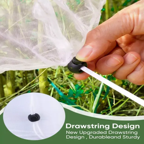 Garden Mesh Netting with Drawstring, 19.7 x 29.5 Inch, 47.3 x 59 Inch, 2 Pack