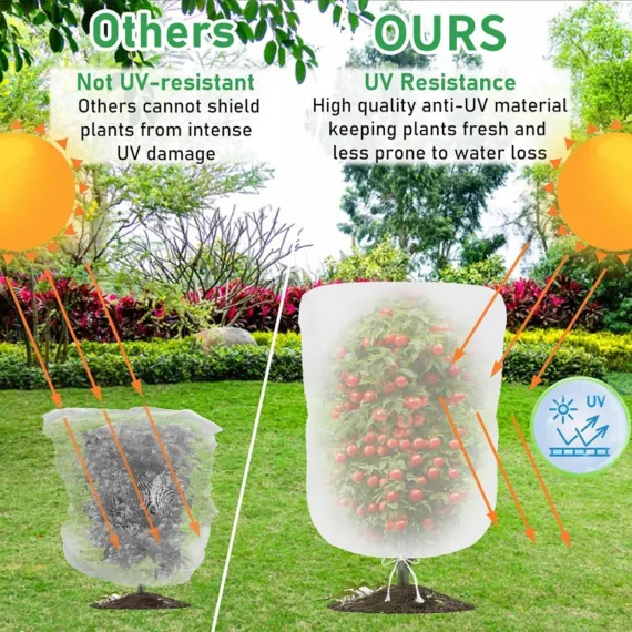 Garden Mesh Netting Plant Cover with Drawstring, 19.7 x 29.5in, 63 x 90.6in, 2 Pack