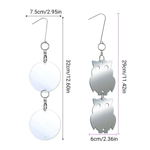 8 PCS Reflector Mirror Bird Scare Device, Round Hanging