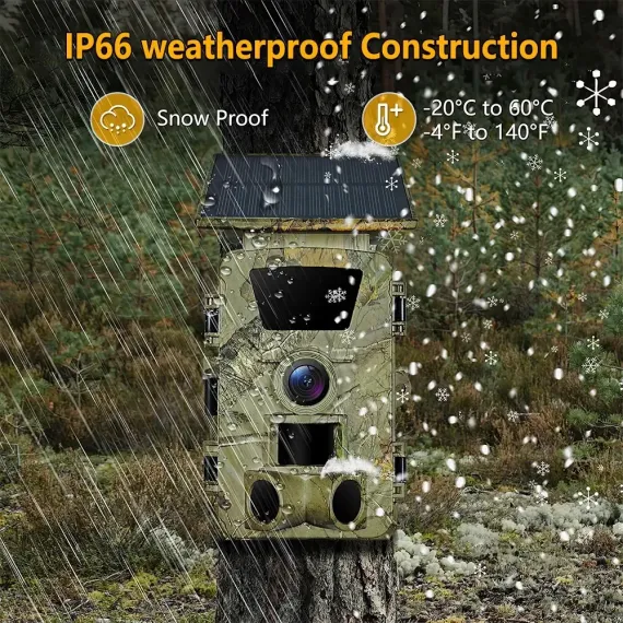 4K 60MP Black Solar Trail Camera with Night Vision and Wi-Fi Connectivity image: 8