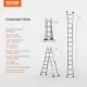 VEVOR Telescoping Ladder A Frame, 13 FT Compact Aluminum Extension Ladder, Multi-Function Portable Collapsible RV Ladder, Telescopic Ladder for Homework Stairs Indoor Outdoor Roof, 330lb Load image: 6