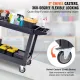2-Shelf Utility Service Cart, 550 lb, Plastic, 360° Swivel Wheels, Large Lipped Shelf
