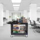 2-Shelf Utility Service Cart, 550 lb, Plastic, 360° Swivel Wheels, Large Lipped Shelf