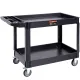 2-Shelf Utility Service Cart, 550 lb, Plastic, 360° Swivel Wheels, Large Lipped Shelf