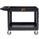 2-Shelf Utility Service Cart, 550 lb, Plastic, 360° Swivel Wheels, Large Lipped Shelf