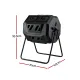 Gardeon Dual-Chamber Compost Bin 160L Rotating Tumbler Black