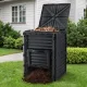 Gardeon 300L Heavy-Duty Black Outdoor Compost Bin with Top Lid & Bottom Door